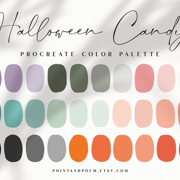 Procreate Color Palette | Color swatches | Halloween Candy | Fall Autumn Holidays | iPad lettering, illustration, procreate tool,digital art