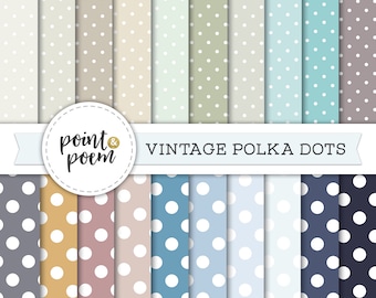 Polka Dots Digitalpapier, Vintage Hintergründe, Retro, Neutral, Scrapbooking, Handwerk - kommerzielle Nutzung