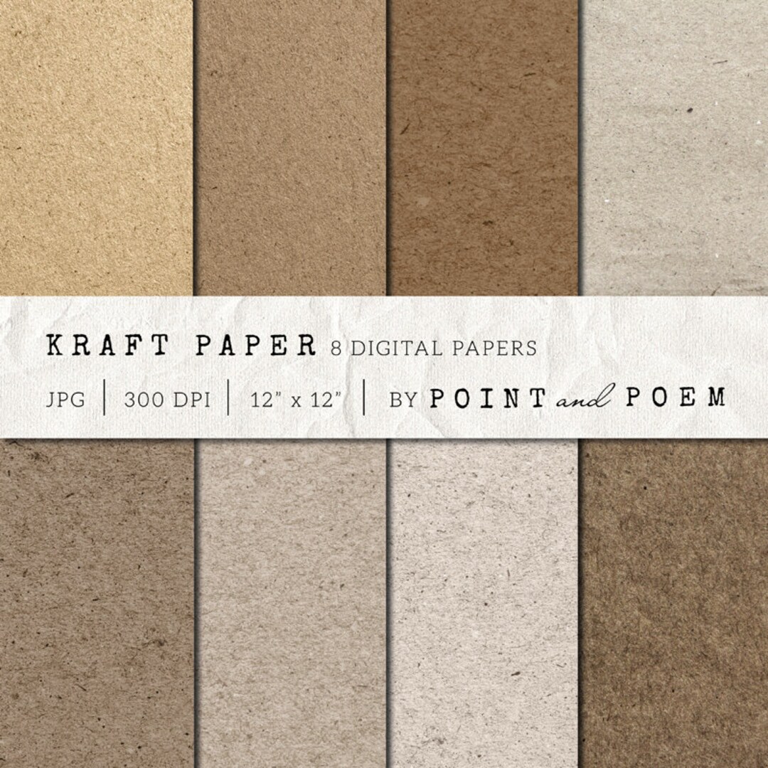 Kraft Paper, Digital Paper, Kraft Paper Neutrals, Chipboard, Textured