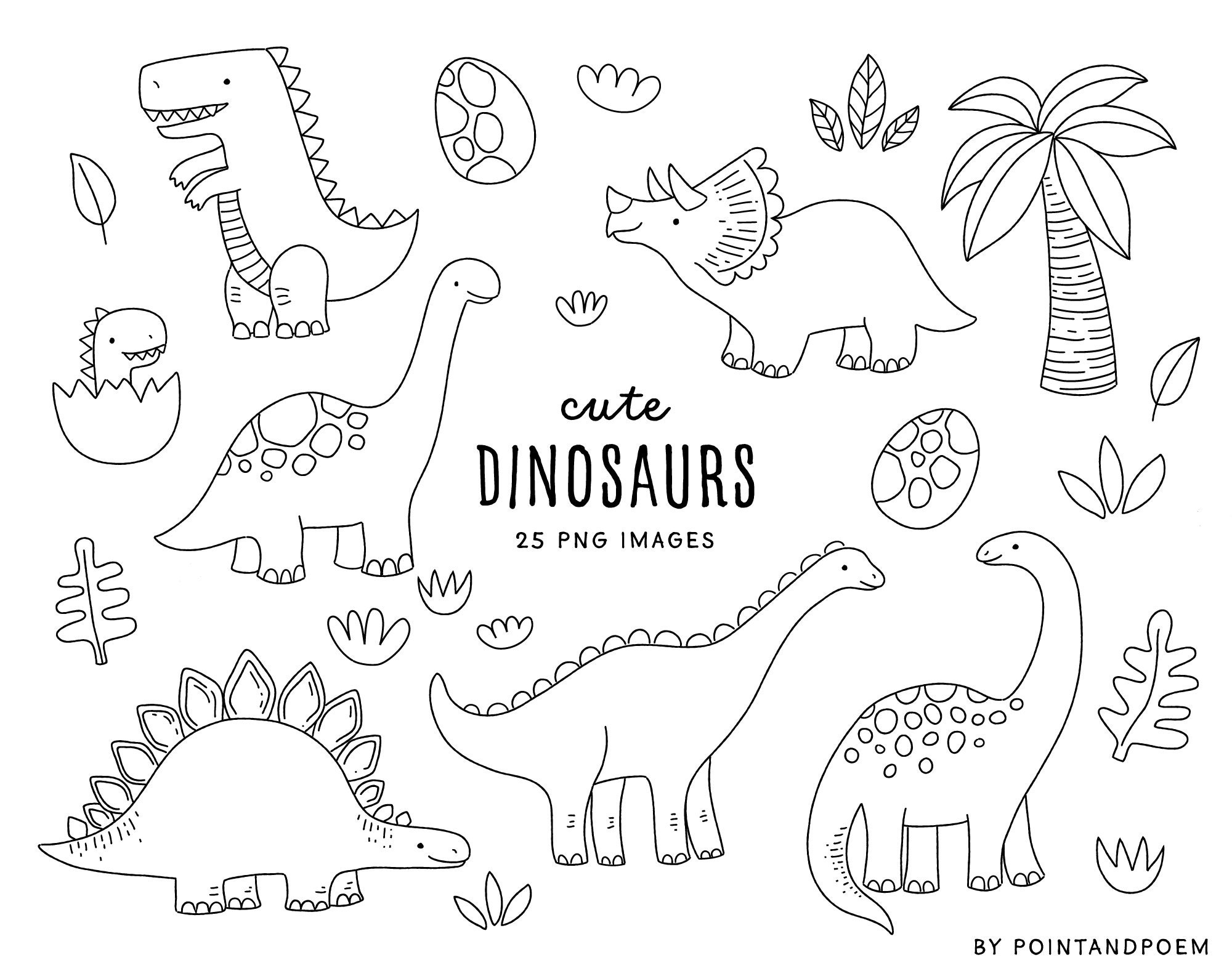 cute dinosaur outline
