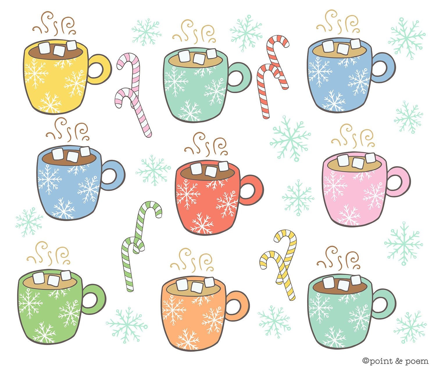 Hot Cocoa Clip Art Coffee Mug Clip Art Christmas Clip Art - Etsy