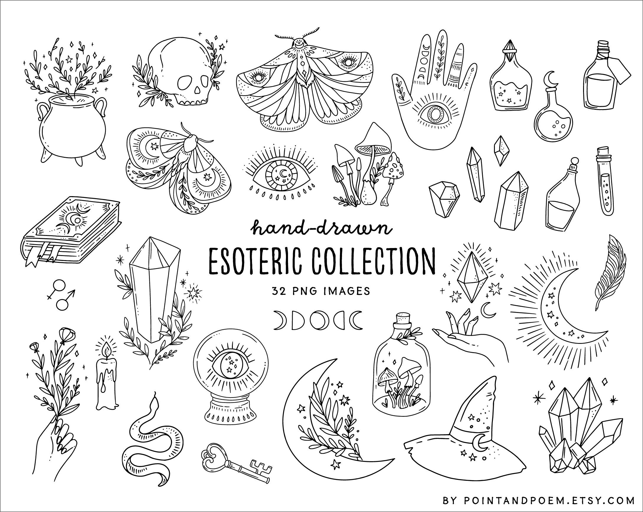 Mystical Clipart Halloween Digital Stamps Clipart - Etsy
