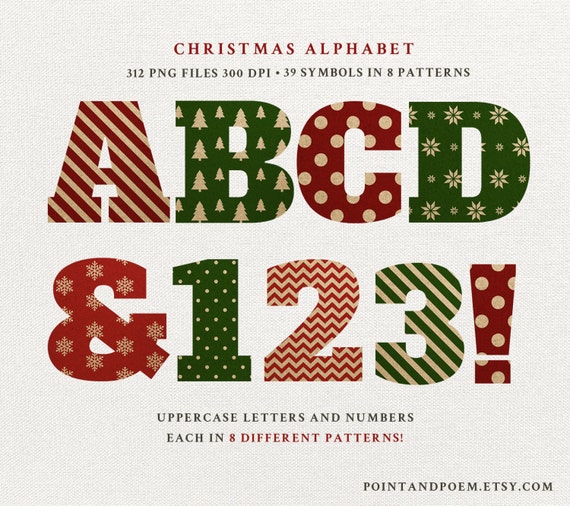 Alphabet Clip Art Christmas Letters clipartDigital alphabet | Etsy