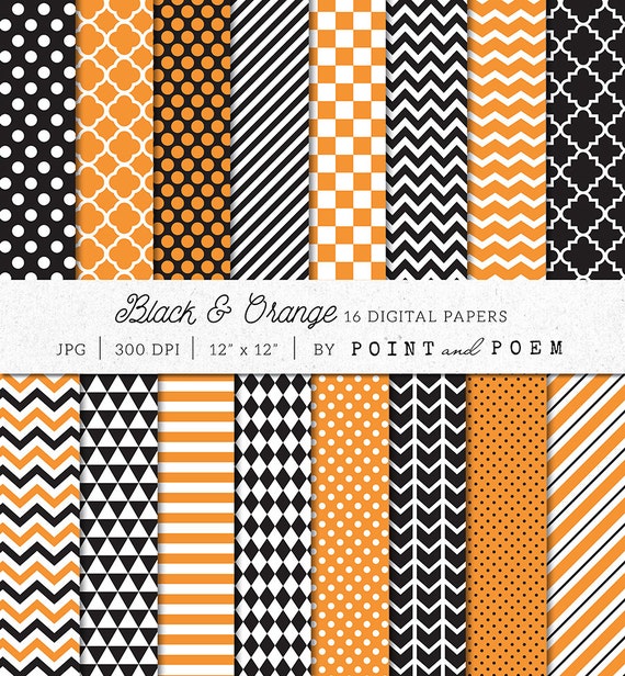 Halloween Digital Paper Orange And Black Patterns Etsy