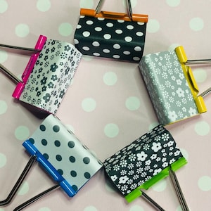 Black and white binder clips with a pop of colour. Flowers and polka dots image 1
