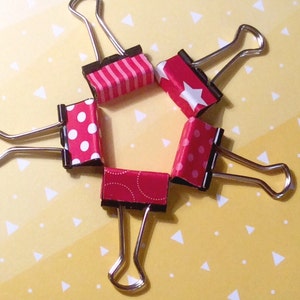 Red binder clips patterned foldback clips with spots, stripes and stars. Available in small or medium 19 or 32mm image 9