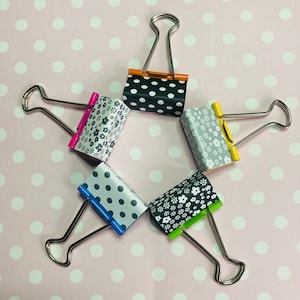 Black and white binder clips with a pop of colour. Flowers and polka dots image 2
