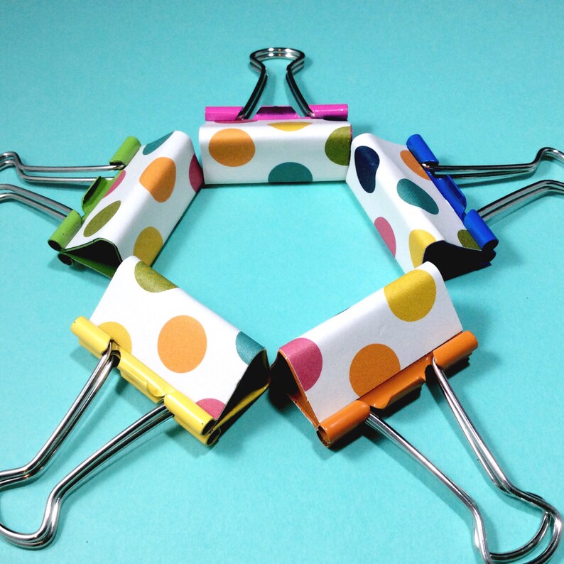 Spotty Binder Clips Pretty Rainbow Dotty Clips Cute Etsy