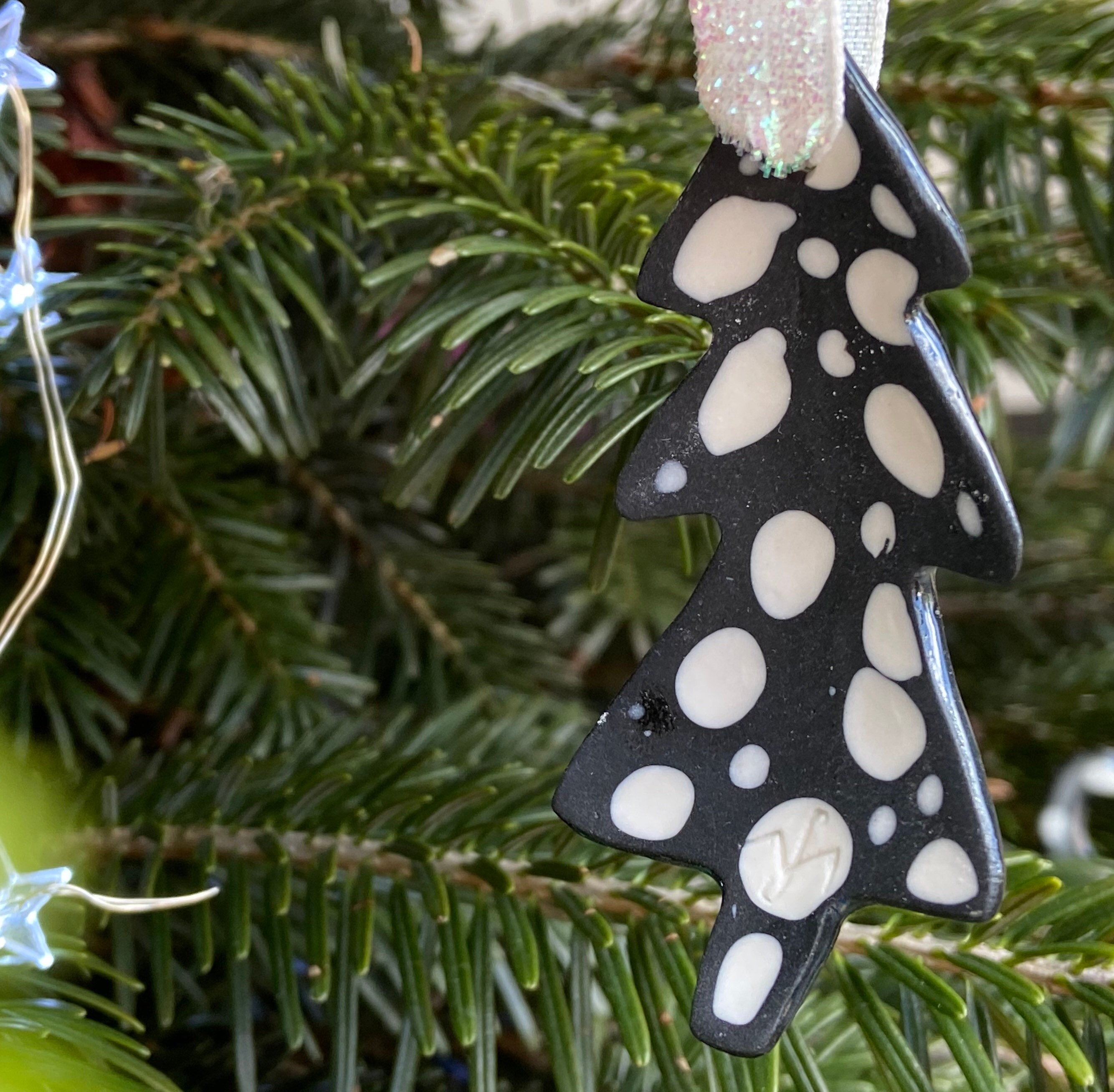 Black Christmas tree ornaments black angels snowy Christmas Etsy