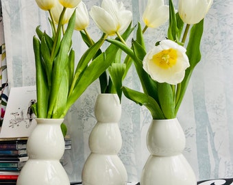 organic flower vase, bulky white vase