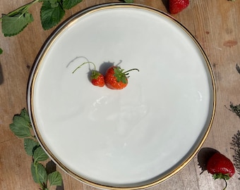 Very large dinner plate, Plain ivory white Porcelain plate