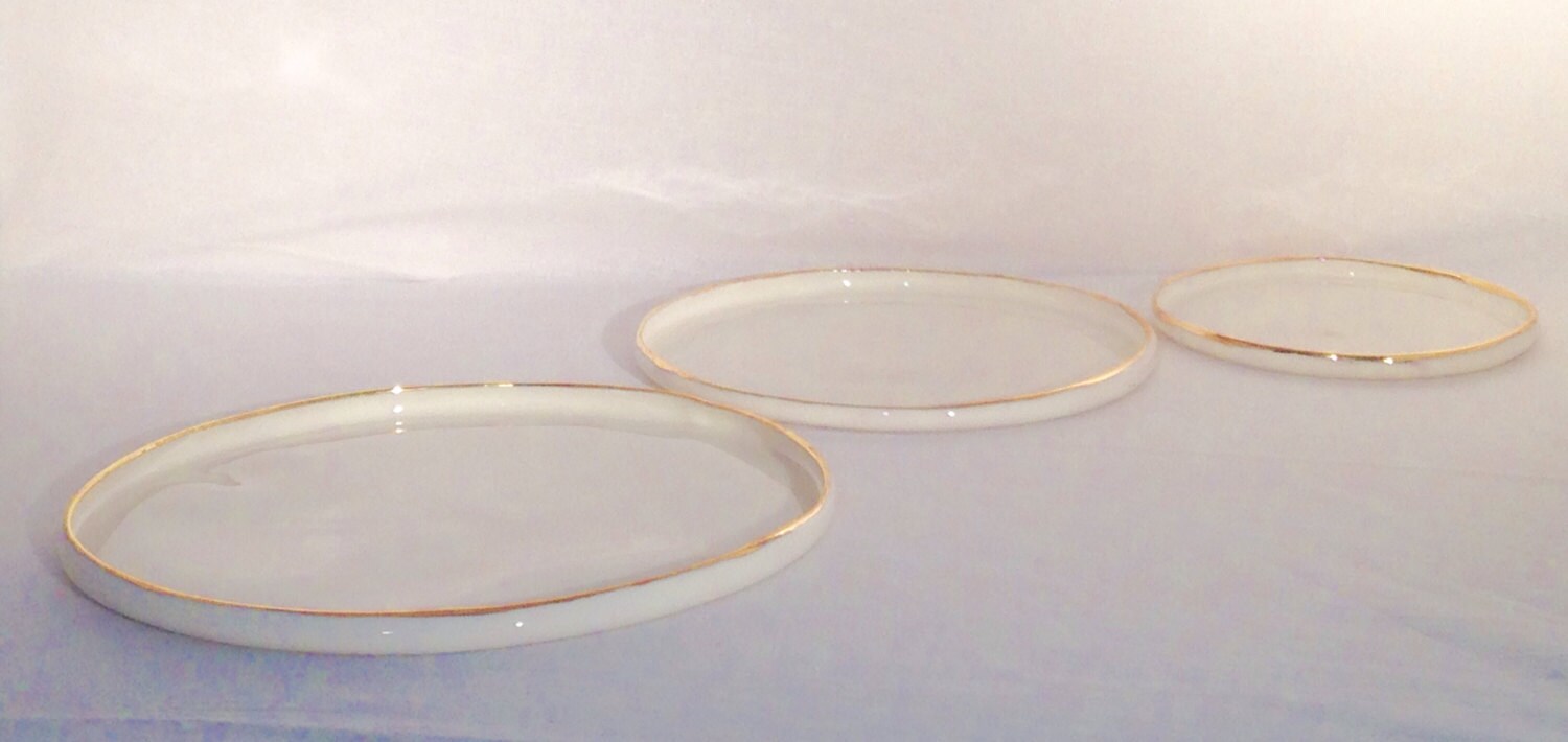 Dinner plate Porcelain plates gold rim plate serving plate Etsy