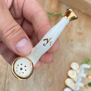 Clay pipe, platinum tobacco pipe Gold