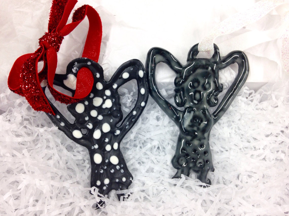 Black Christmas tree ornaments black angels snowy Christmas Etsy
