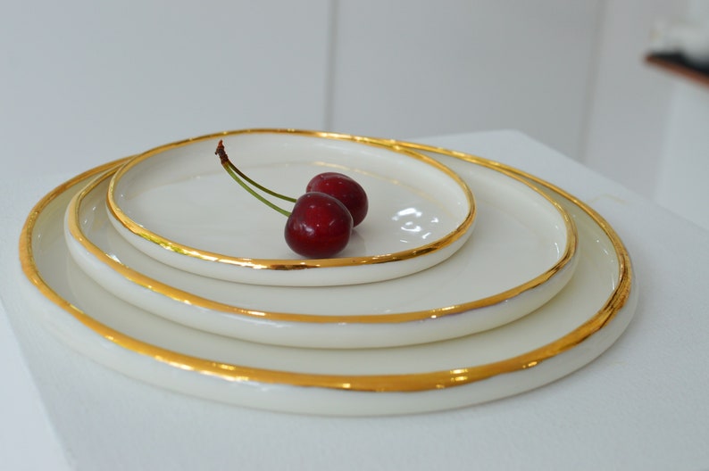 Dinner plate Porcelain plates gold rim plate serving plate Etsy