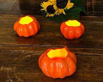 pumpkin tea light holder, orange pots