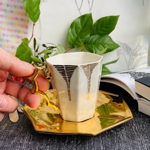 golden Coffe mug / Taj Mahal cup and saucer image 1