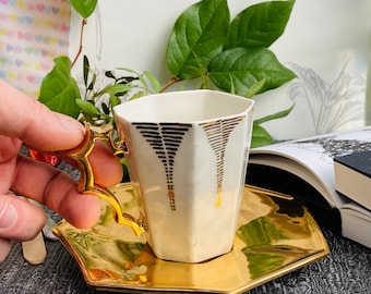 golden Coffe mug / Taj Mahal cup and saucer