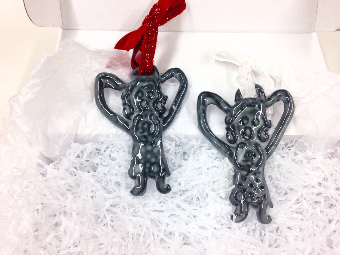 Black Christmas tree ornaments black angels snowy Christmas Etsy