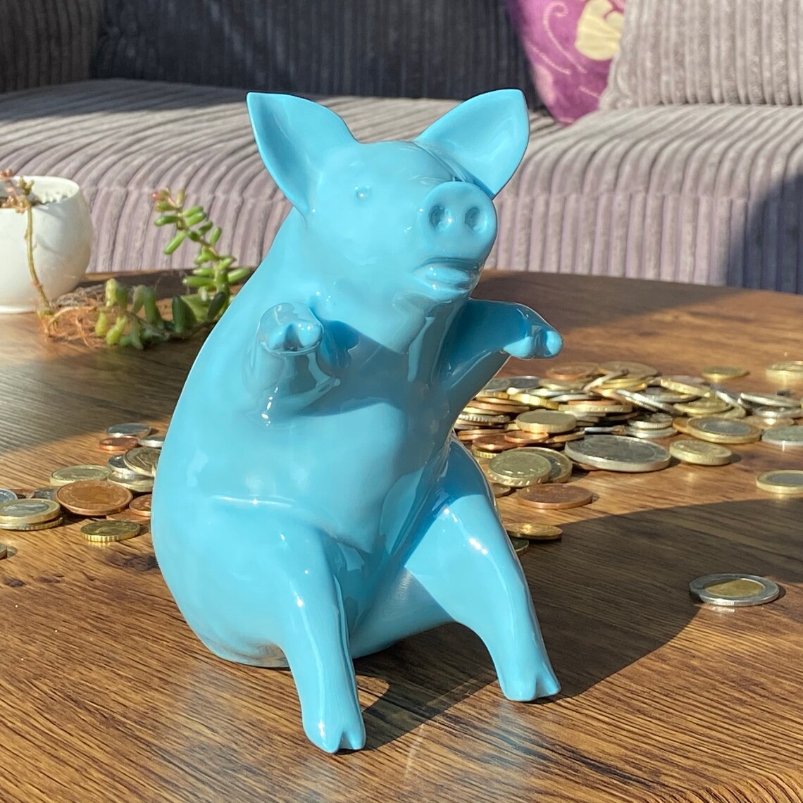 Baby Blue Piggy Bank Etsy