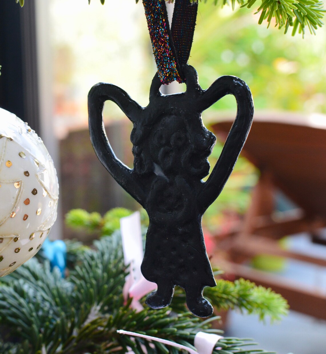 Black Christmas tree ornaments black angels snowy Christmas Etsy