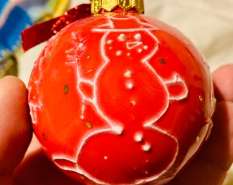 Spooky snowman, jolly tree, golden stars, shiny snow flakes Xmas Baubles
