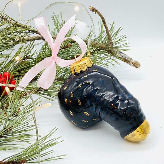 Boule de Noël Pénis Noir, décoration coquine brillante - Etsy France