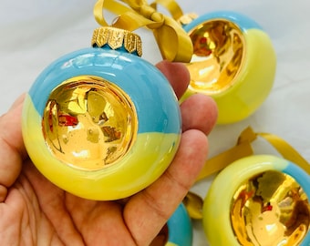 Blue and Yellow bauble, Ukraine Christmas ornament