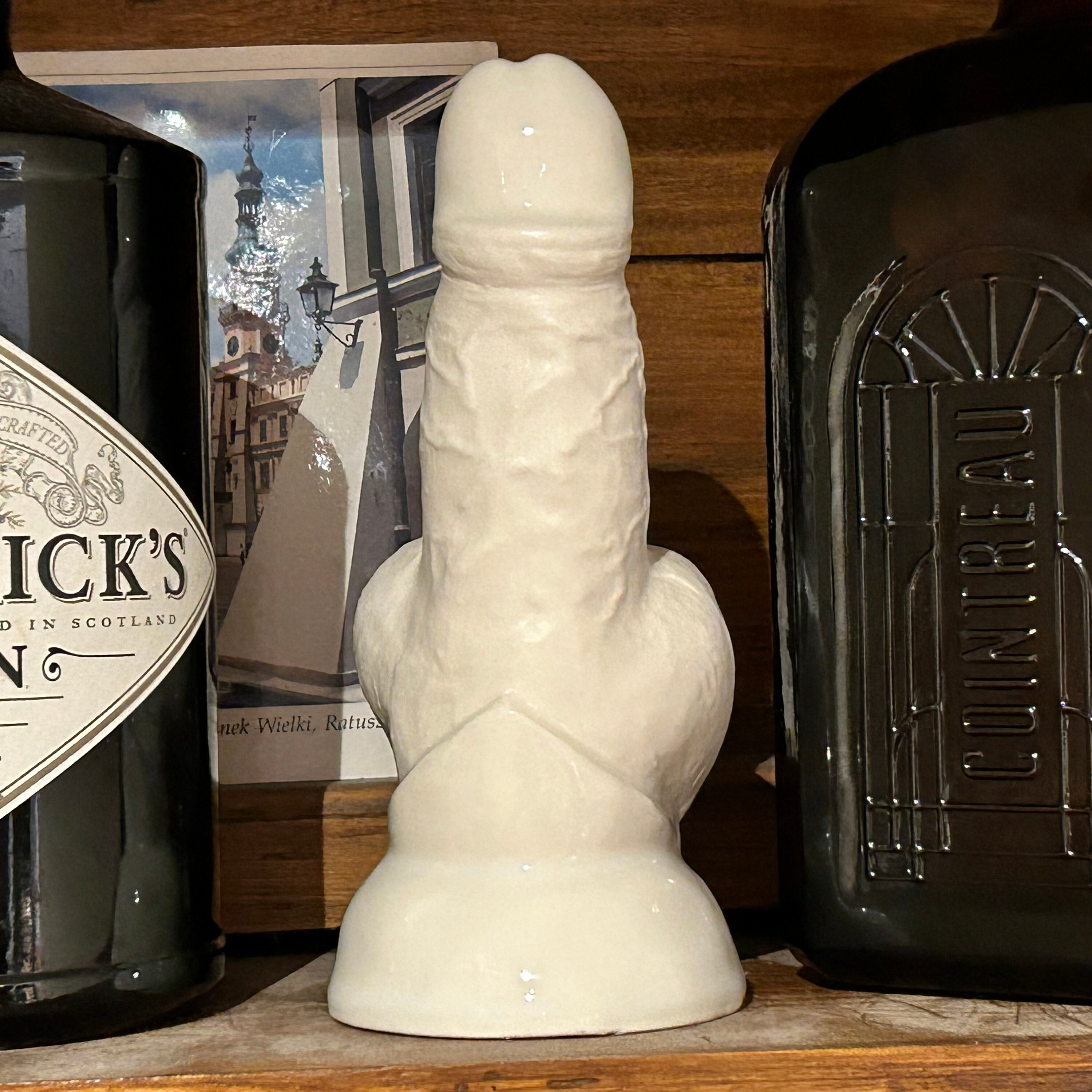 Erected Phallic Figurine, Large Penis Porcelain Trophy