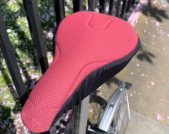 Ruby & Black Padded Bike Seat Cover with eco friendly textiles. High tech foam properties for maximum comfort (WOMEN)