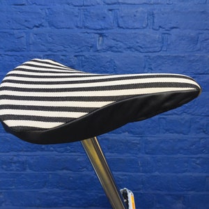 Humbug | Premium Bicycle Saddle Cover | Water resistant Lining | Stripy & Black Leather | Slim Bike Seat Cover | Cycling Protection, Comfort