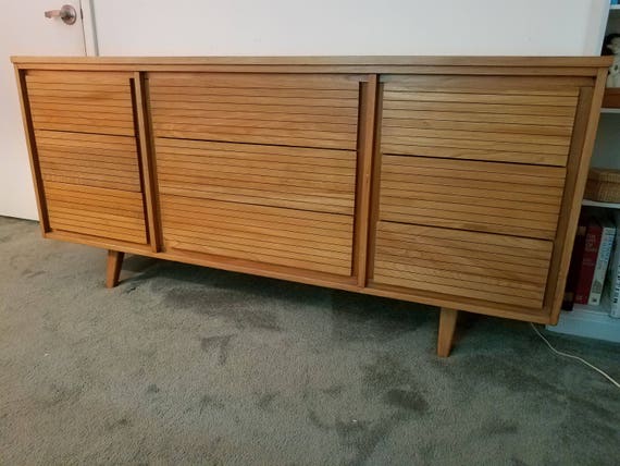 Mid Century Modern Dresser And Nightstand Set In Sold Maple Image 0