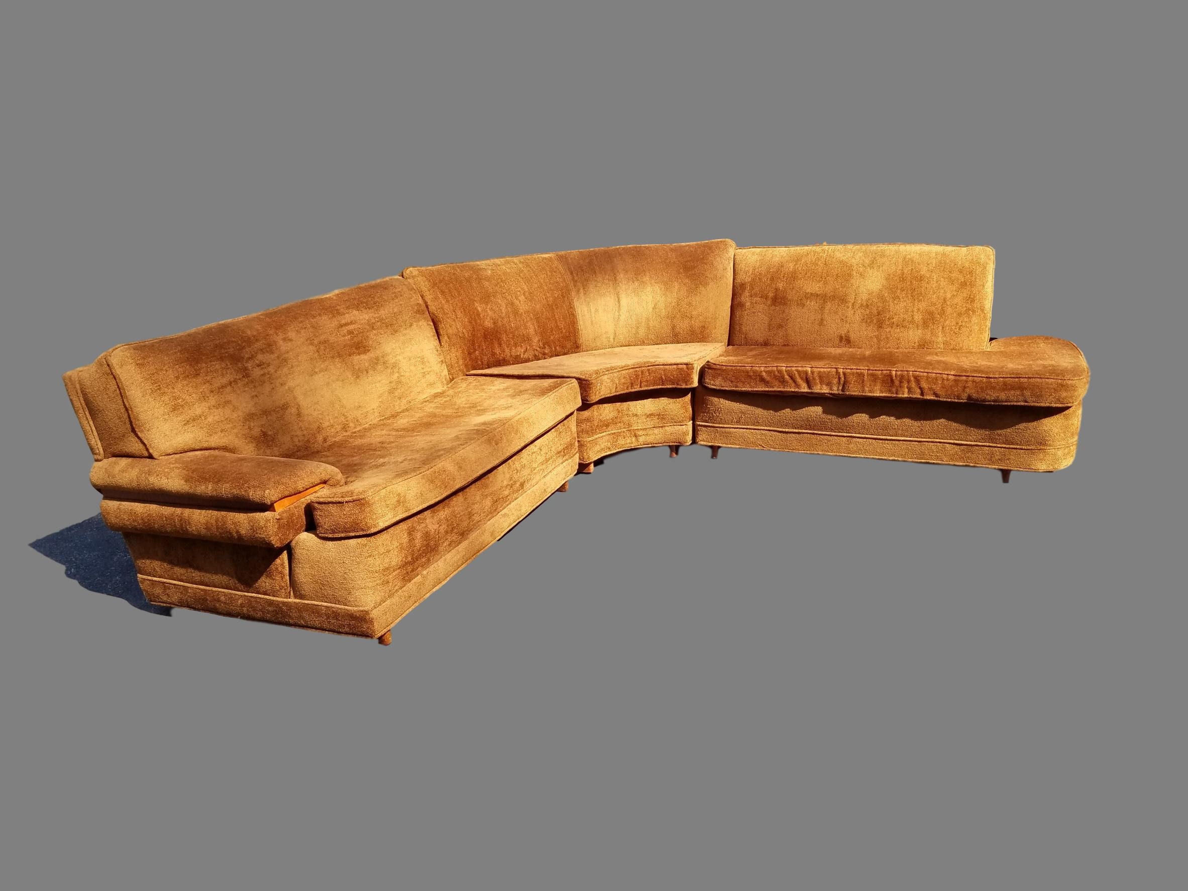 Vintage Mid Century Flexsteel Three Piece Sectional Sofa Etsy