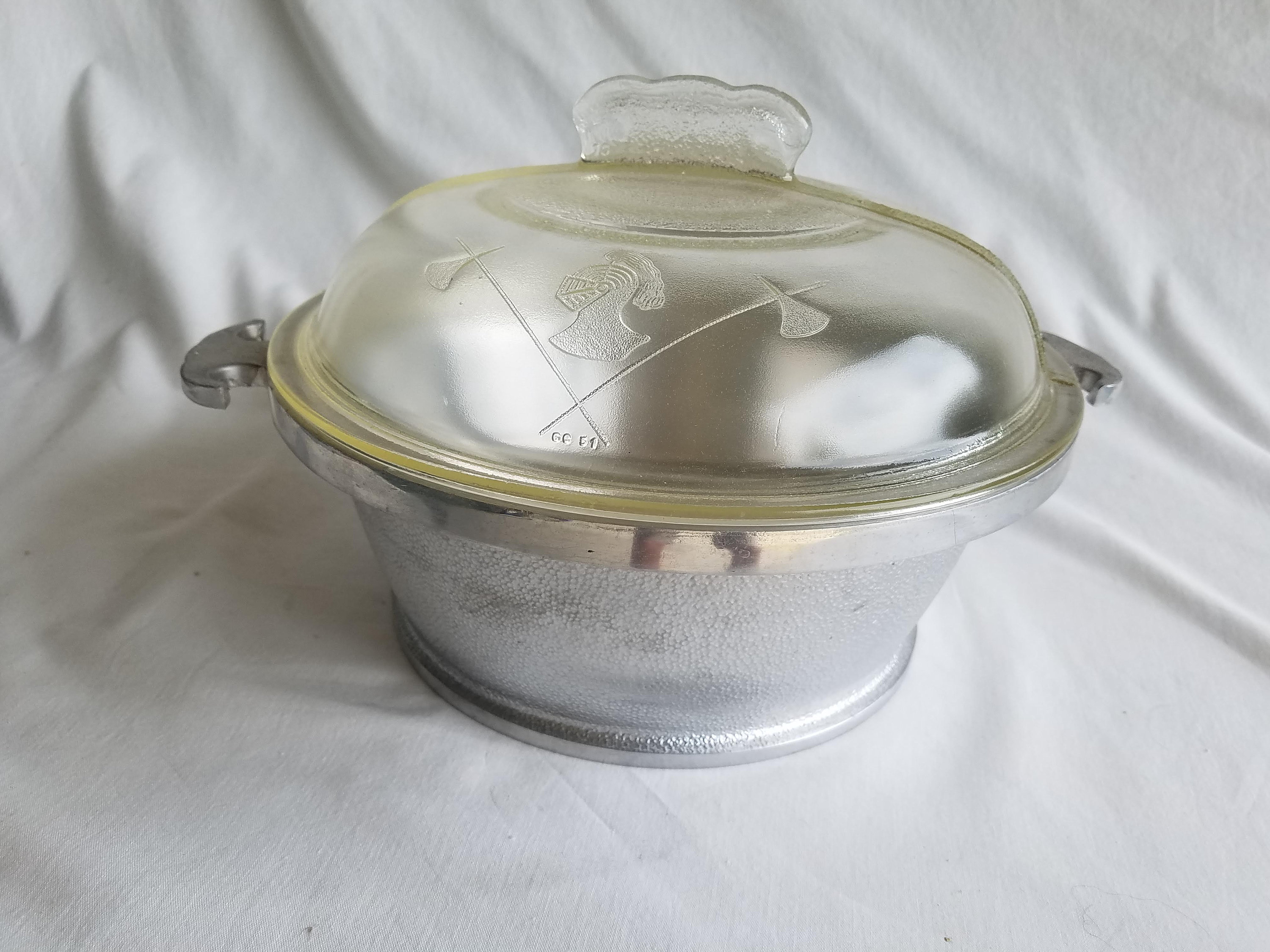 Vintage Guardian Service Aluminum Triangle Roaster Glass Lid 2 Quart
