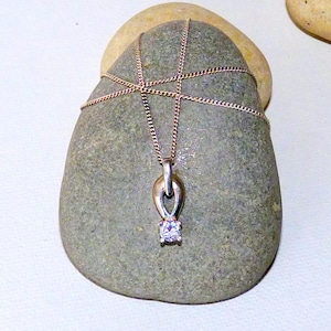 Sterling Silver Cubic Zircon Pendant 16 1/2&quot; Necklace 925 Cubic Zirconia Minimalist Necklace, Chain Necklace Petite Cubic Zircon Jewelry 925