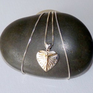 Levaggi Designer Sterling Silver Ange 18&quot; Necklace Vintage Angel  Heart 925 Guardian Angel, Gold Angel 925 Necklace 925 Pendant 925 Angel