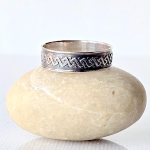 Sterling Silver Vintage Band Ring 925 Sz 6 Ring 925 Silver Geometric Unisex 925 Jewelry Band Unisex Jewelry 925 Ring Mexico Vintage Oxidized