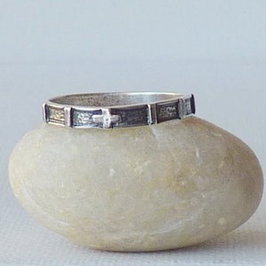 Sterling Silver Rosary Ring 925 Vintage Catholic Rosary Band Ring Size 8 1/4, One Decade Rosary Unisex Ring, Christan Jewelry, Prayer Band