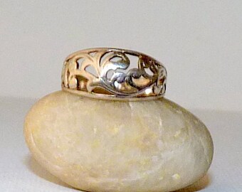 Swirl Band Ring Openwork Filigree Ring Ring Size 6 Braided Pebbled Ring Boma Sterling Ring 925 Silver Scroll Ring Rope Design Ring