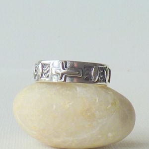 Sterling Silver Rosary Ring, Vintage Catholic Rosary Band Ring Size 7 1/2 One Decade Rosary Unisex Ring, Christian Jewelry,Prayer  Band Ring