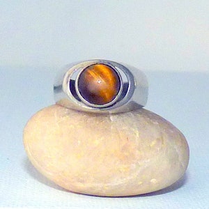 Vintage Sterling Silver Tiger&#39;s Eye Signet Ring Sz 7 Vintage Southwestern 925 Ring Size 7, Ring Unisex Jewelry 925 Boho Ring, Statement 925