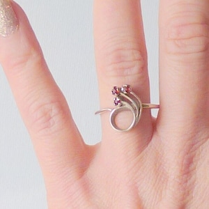 Sterling Silver Garnet Ring Size 7 3/4 Vintage Garnet, January Birthstone Ring,  Minimalist Garnet Ring 925 Retro Garnet Jewelry Girls Ring
