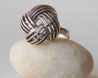 Sterling Silver Knot Ring Modern Silver Puffy Ring Size 6.5, Boho Sterling Jewelry, Open Work 925 Ring, Vintage Sterling  Ring 925 Celtic