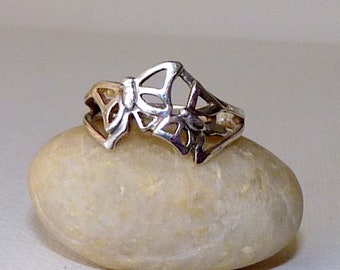Sterling Silver Butterfly Ring, 925 Sterling Silver Filigree Ring Hollowed Butterfly Ring, Girls Ring, Size 7 Retro Ring, Romantic Ring 925