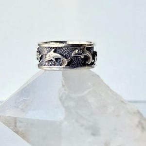 Dolphin Sterling Silver Ring Vintage Size 7 1/2 Ring 925 Dolphin Ring, Dolphin Band Ring, Wrap Vintage 925 Nautical Jewelry, Sterling 925