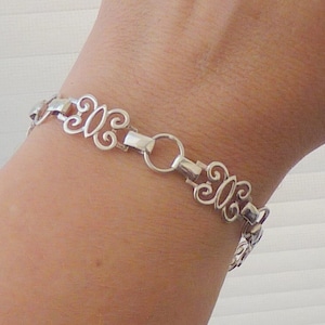 Vintage Sterling Silver  Geometric Butterfly Link Bracelet 7&quot; Girls Bracelet, Open Work Bracelet 925 Jewelry, Silver Bracelet 925 Modernist