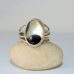 Vintage Sterling Silver Abalone Ring Southwestern  Ring Paua Shell Jewelry, Size 6 Oval Abalone Ring, Girls Ring, Girls Jewelry 925 Abalone