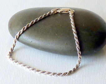 925 Sterling Silver Twisted Rope Link Bracelet 7