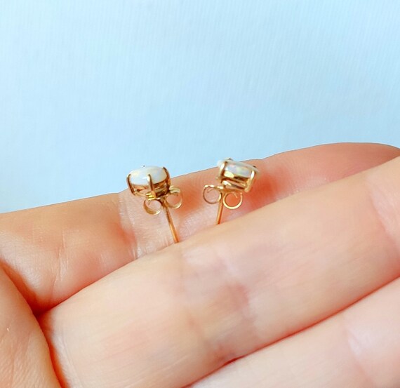 14 K Opal Stud Earrings Minimalist Pierced 14 Kt … - image 5