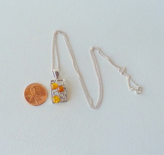 Vintage Gold Amber Pendant 19 3/4" Necklace Sterl… - image 7